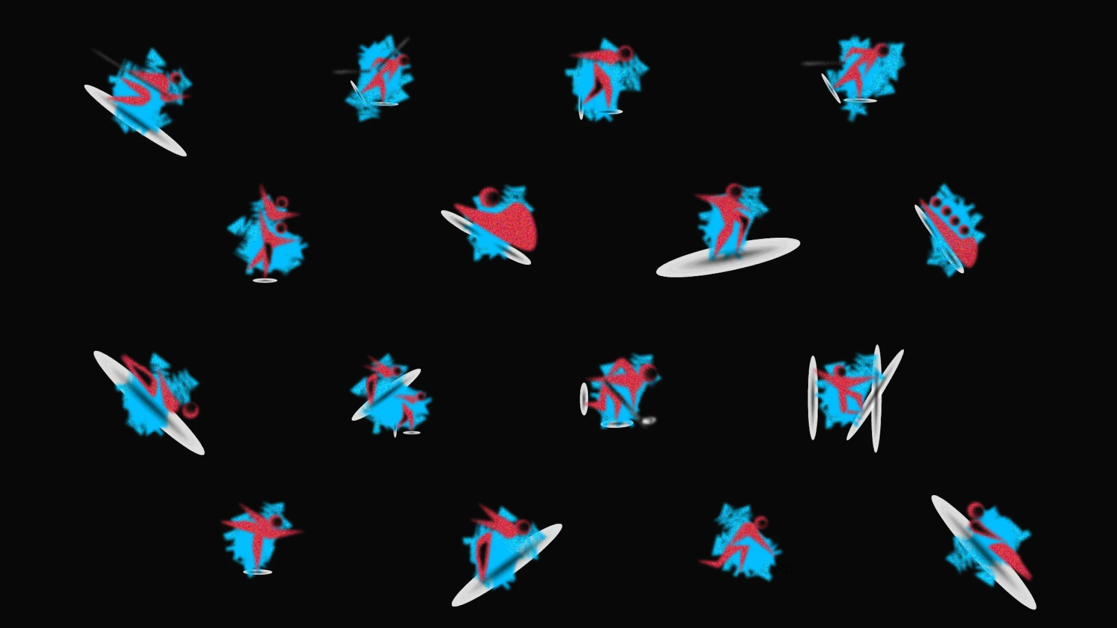 Sport pictograms in the identity's geometric style.